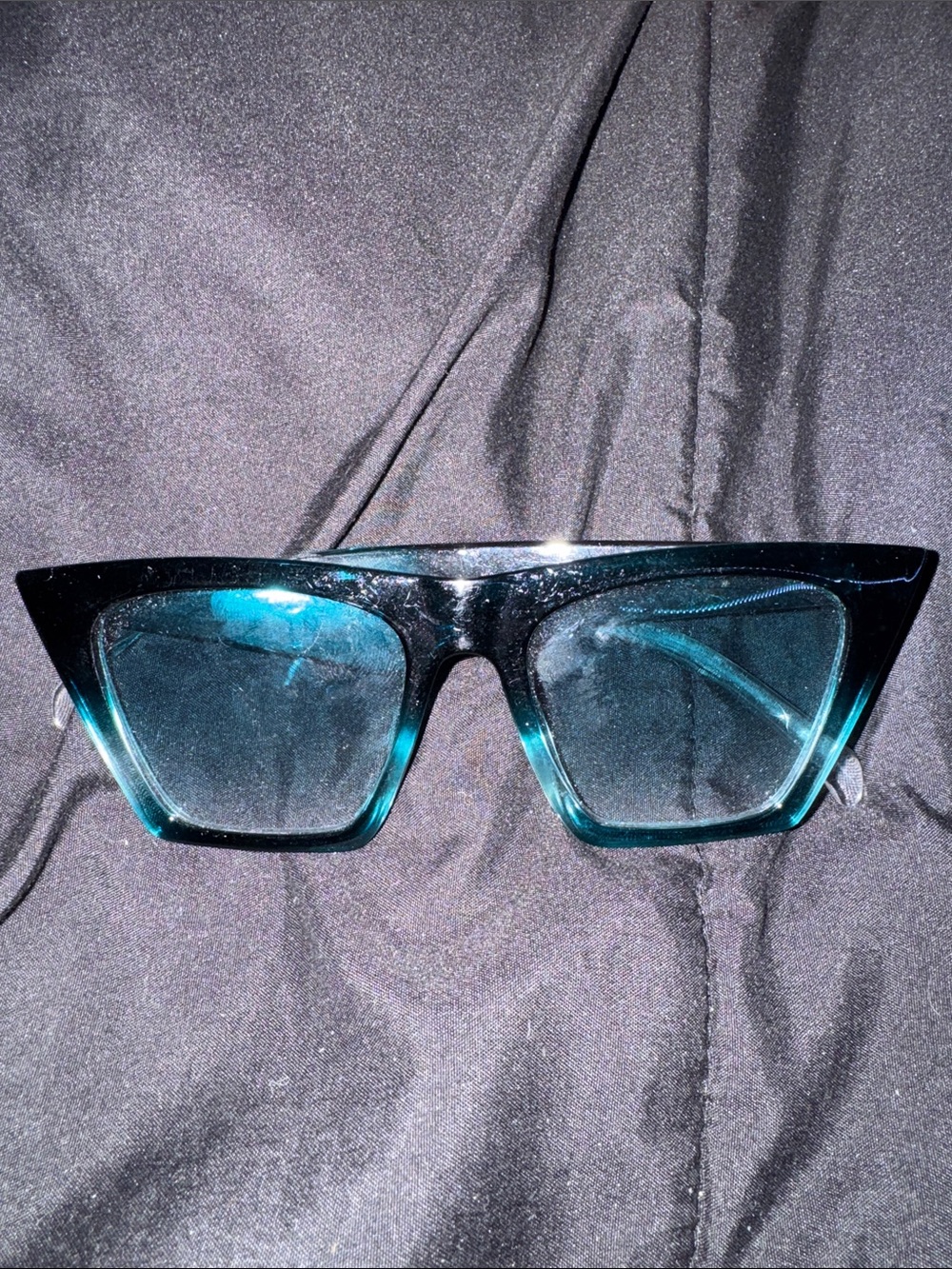 Black to Teal Ombre Cat-Eye Sunglasses